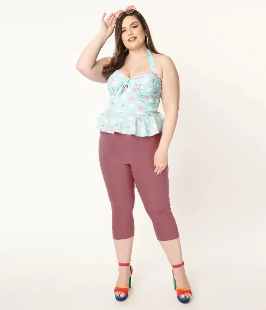 2 Pack Plus Size Capri Leggings for Curvy Women -1X-4X High Waisted Tummy Control&Soft Yoga Workout Gym Tights Pants