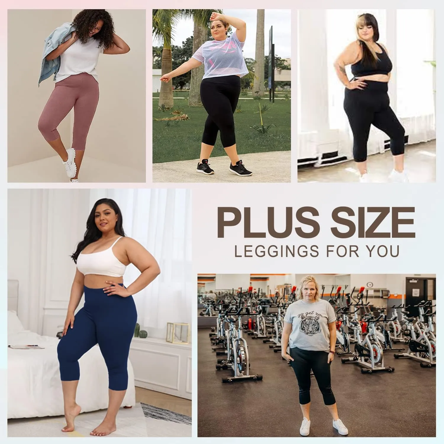 2 Pack Plus Size Capri Leggings for Curvy Women -1X-4X High Waisted Tummy Control&Soft Yoga Workout Gym Tights Pants
