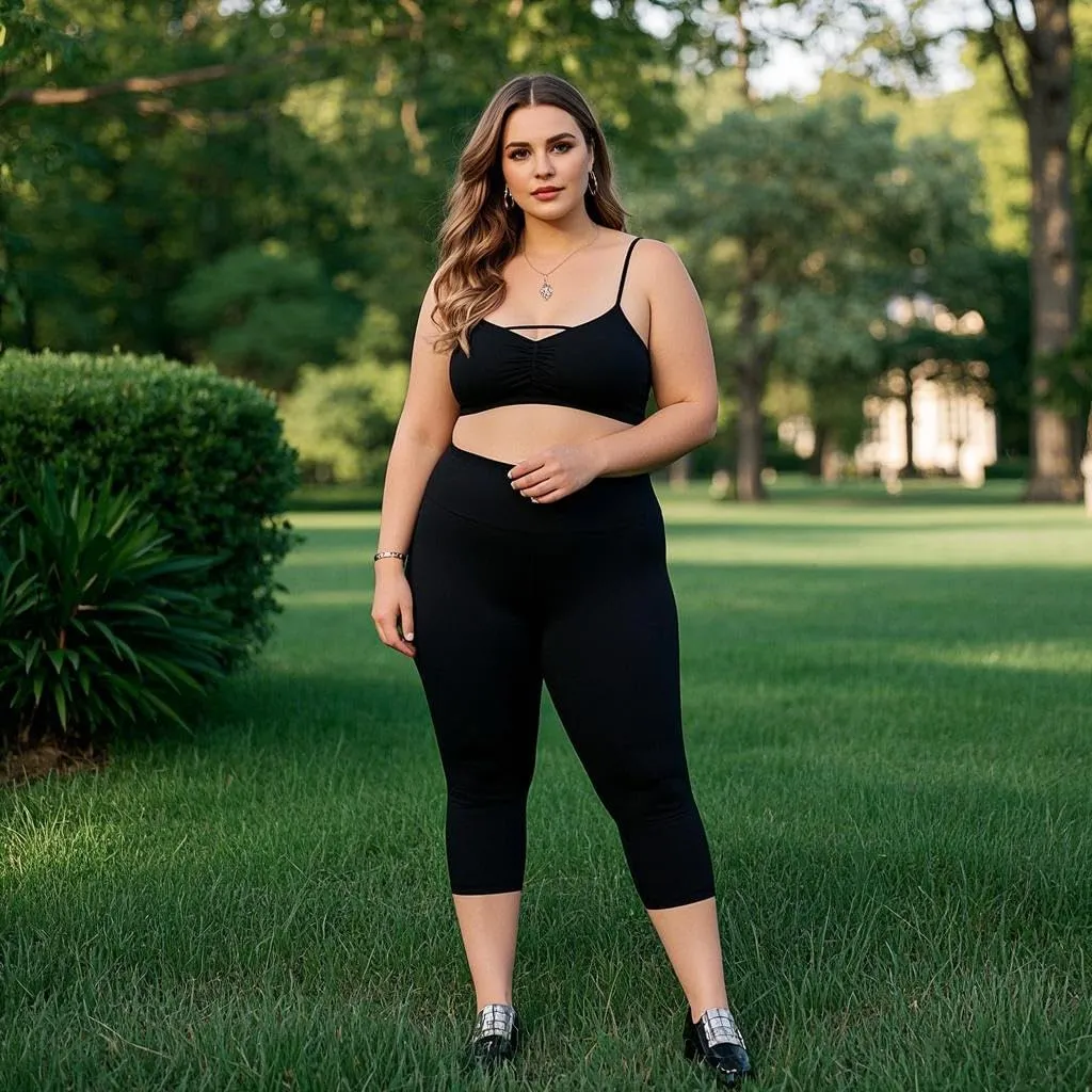 2 Pack Plus Size Capri Leggings for Curvy Women -1X-4X High Waisted Tummy Control&Soft Yoga Workout Gym Tights Pants