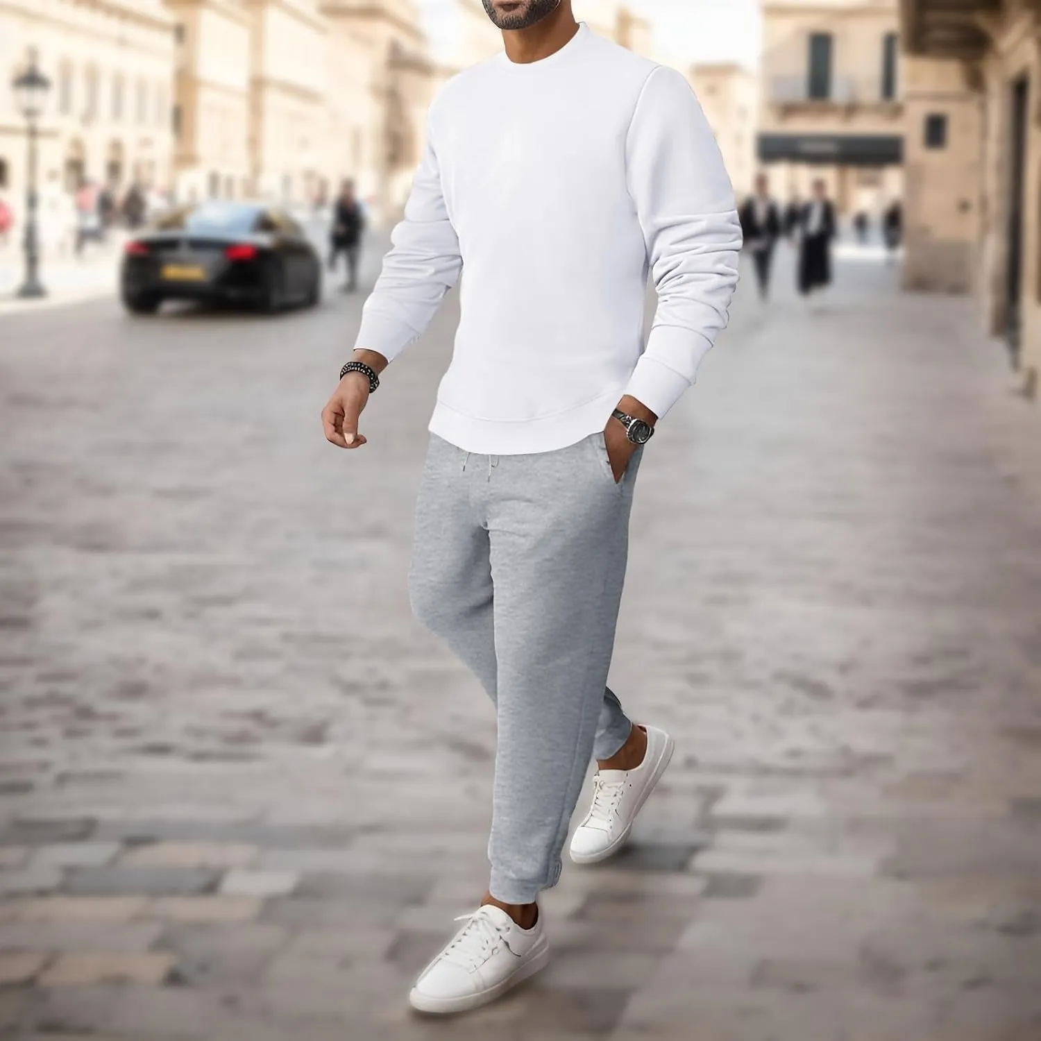 2023 Mens 2 Piece Outfits Tracksuit Set Winter Long Sleeve T Shirt Pants Set Fashion Stylish Plus Size Jogger Suit Sweatsuit