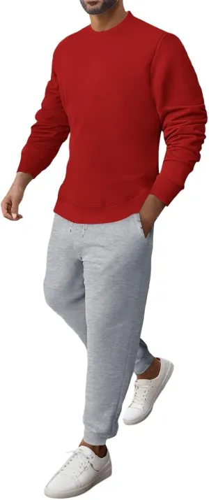 2023 Mens 2 Piece Outfits Tracksuit Set Winter Long Sleeve T Shirt Pants Set Fashion Stylish Plus Size Jogger Suit Sweatsuit