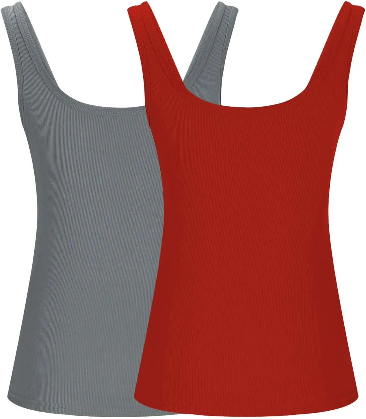 2PC Plus Size Tank Tops for Women Sexy Ribbed Workout Exercise Shirts Plus Size Slim Fit Sleeveless Basic Camis