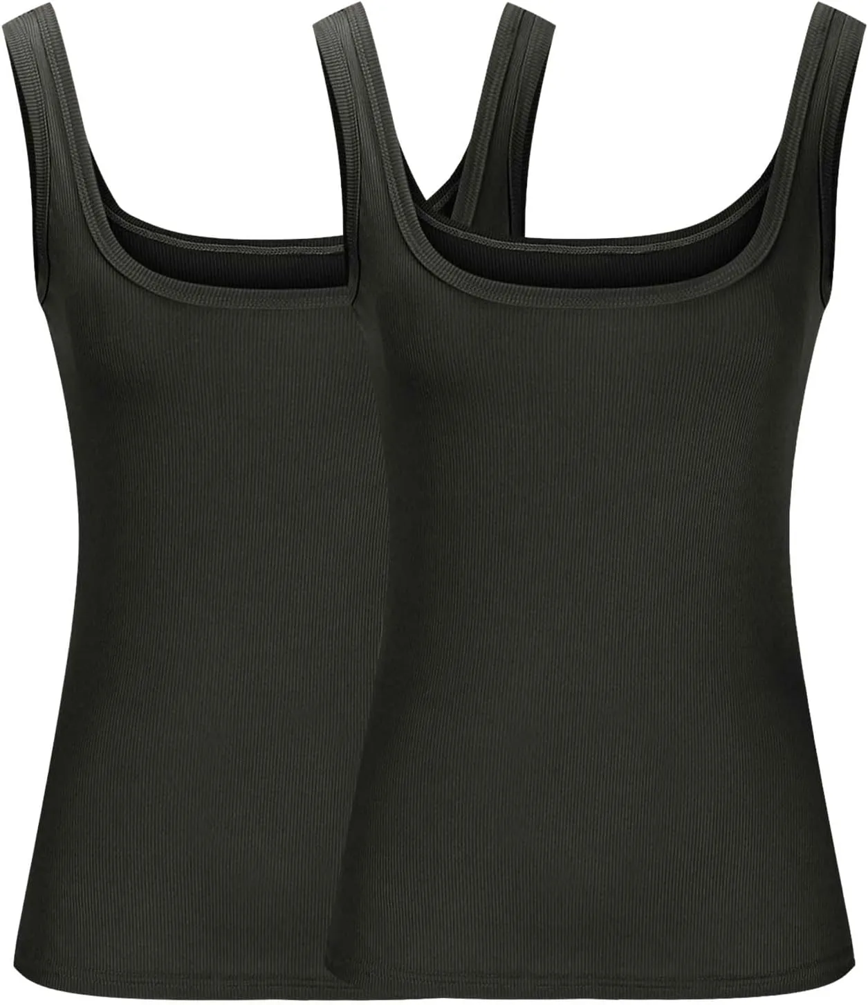 2PC Plus Size Tank Tops for Women Sexy Ribbed Workout Exercise Shirts Plus Size Slim Fit Sleeveless Basic Camis