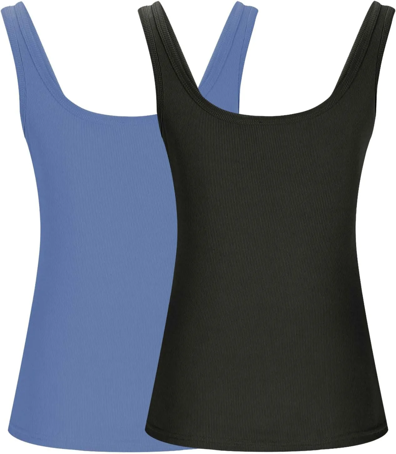2PC Plus Size Tank Tops for Women Sexy Ribbed Workout Exercise Shirts Plus Size Slim Fit Sleeveless Basic Camis
