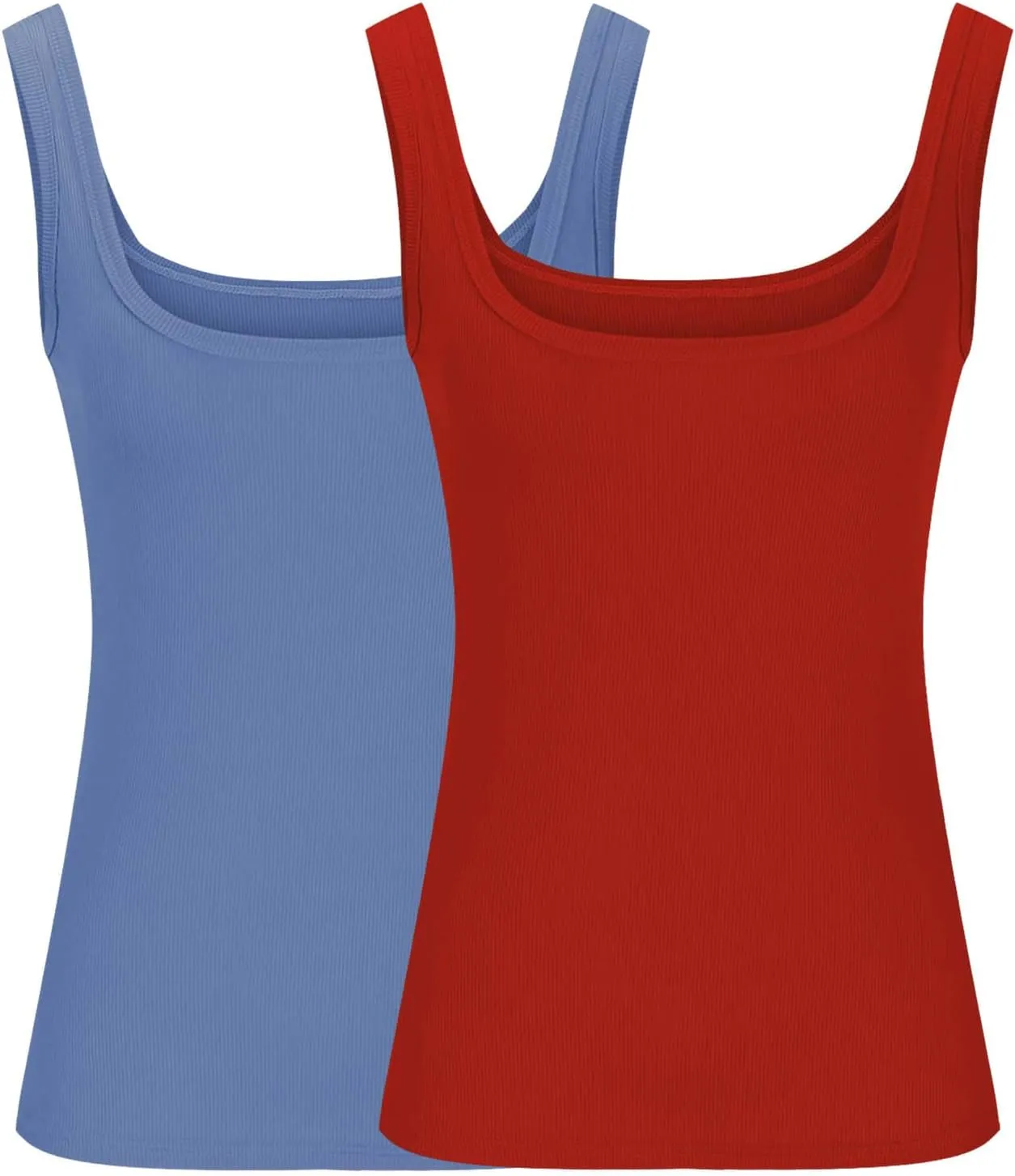 2PC Plus Size Tank Tops for Women Sexy Ribbed Workout Exercise Shirts Plus Size Slim Fit Sleeveless Basic Camis