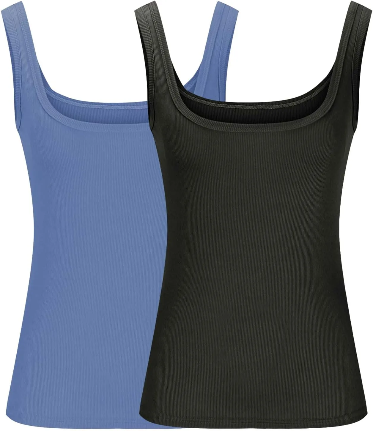 2PC Plus Size Tank Tops for Women Sexy Ribbed Workout Exercise Shirts Plus Size Slim Fit Sleeveless Basic Camis