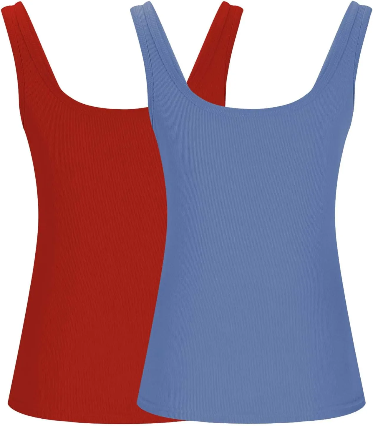 2PC Plus Size Tank Tops for Women Sexy Ribbed Workout Exercise Shirts Plus Size Slim Fit Sleeveless Basic Camis