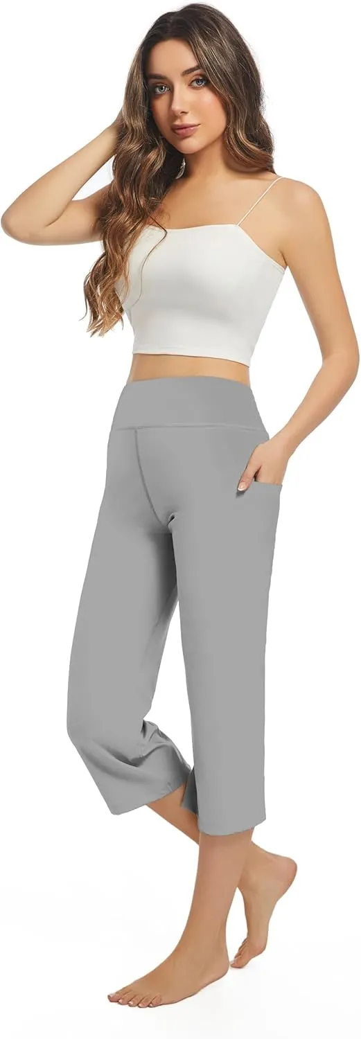 3 Pack Yoga Pants Women's Yoga Capris Pants High Waist Leggings Crop Athletic Exercise Workout Capris Straight Leg 21"