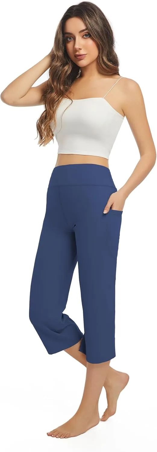 3 Pack Yoga Pants Women's Yoga Capris Pants High Waist Leggings Crop Athletic Exercise Workout Capris Straight Leg 21"