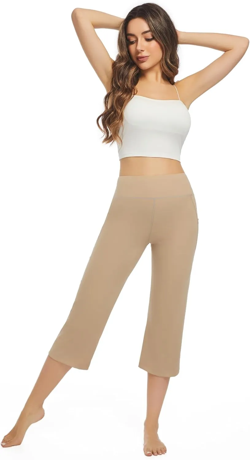 3 Pack Yoga Pants Women's Yoga Capris Pants High Waist Leggings Crop Athletic Exercise Workout Capris Straight Leg 21"