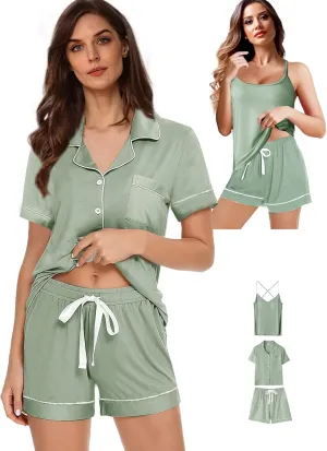 3Pcs Womens Pajamas Set XS-4XL Soft Pajama Sets Cami Sexy Lingerie Sleepwear Pj Lounge Sets Pjs Set Loungewear