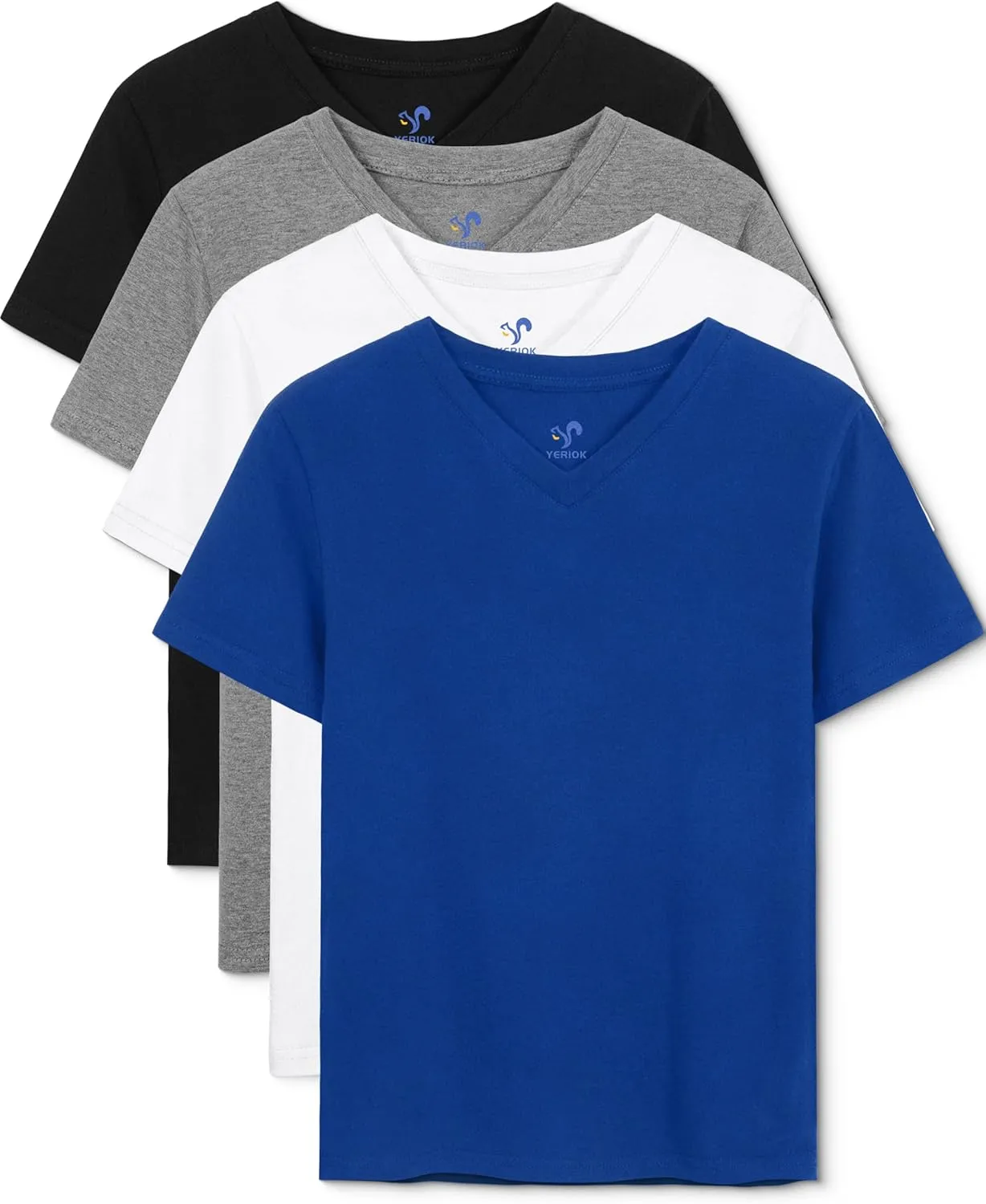 4 Pack Boys Shirts Short Sleeve Tees for Boys Cotton T Shirts V-Neck Tshirts Summer Tops 2-18 Years