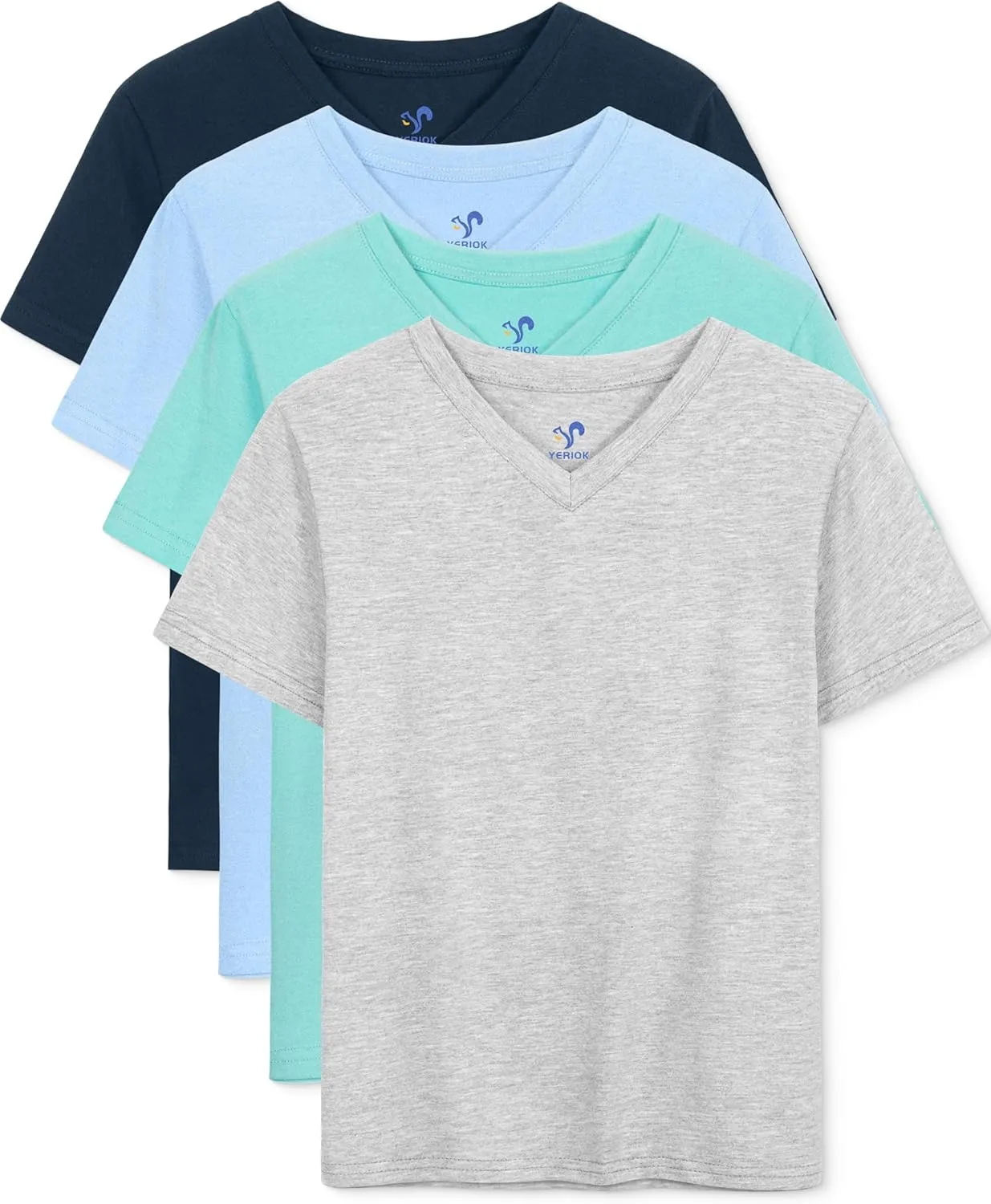 4 Pack Boys Shirts Short Sleeve Tees for Boys Cotton T Shirts V-Neck Tshirts Summer Tops 2-18 Years