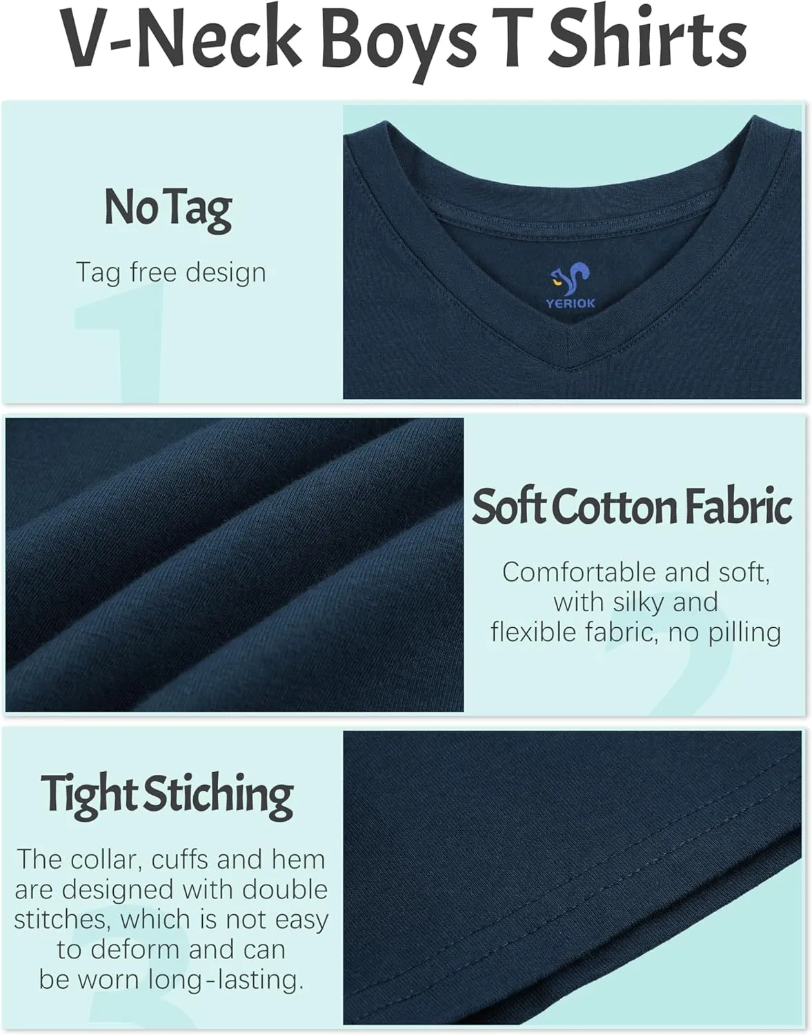 4 Pack Boys Shirts Short Sleeve Tees for Boys Cotton T Shirts V-Neck Tshirts Summer Tops 2-18 Years