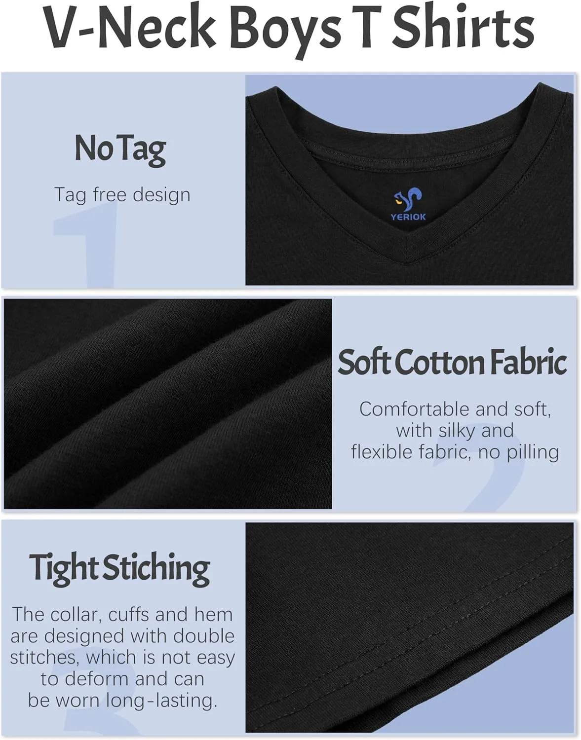 4 Pack Boys Shirts Short Sleeve Tees for Boys Cotton T Shirts V-Neck Tshirts Summer Tops 2-18 Years