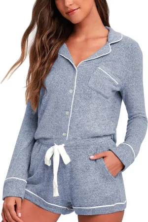 Aamikast Womens Pajama Sets Button Down Long Sleeve Sleepwear Soft 2 Piece Pjs Lounge Set