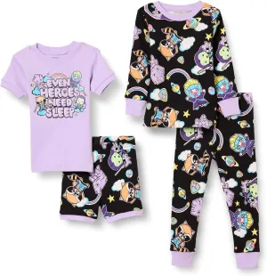 Amazon Essentials Disney | Marvel | Star Wars Babies, Toddlers, and Girls' Pajama Set, 4-Piece (Previously Spotted Zebra)