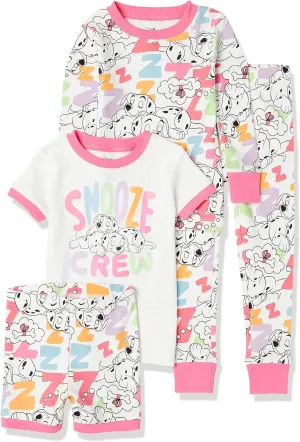 Amazon Essentials Disney | Marvel | Star Wars Babies, Toddlers, and Girls' Pajama Set, 4-Piece (Previously Spotted Zebra)