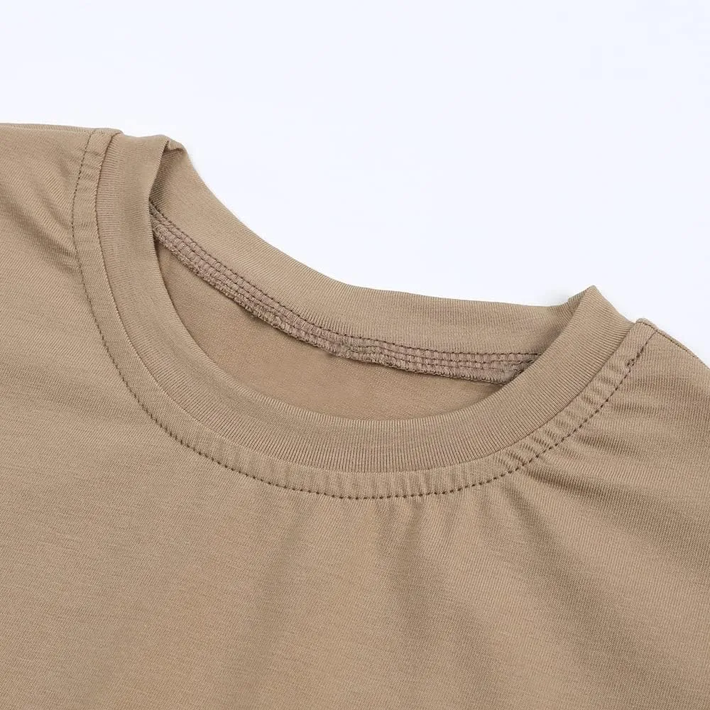 Baby Boys Girls Solid T-Shirts Crew Neck Short Sleeve Casual Tops Toddler Kids Summer Cotton Tees