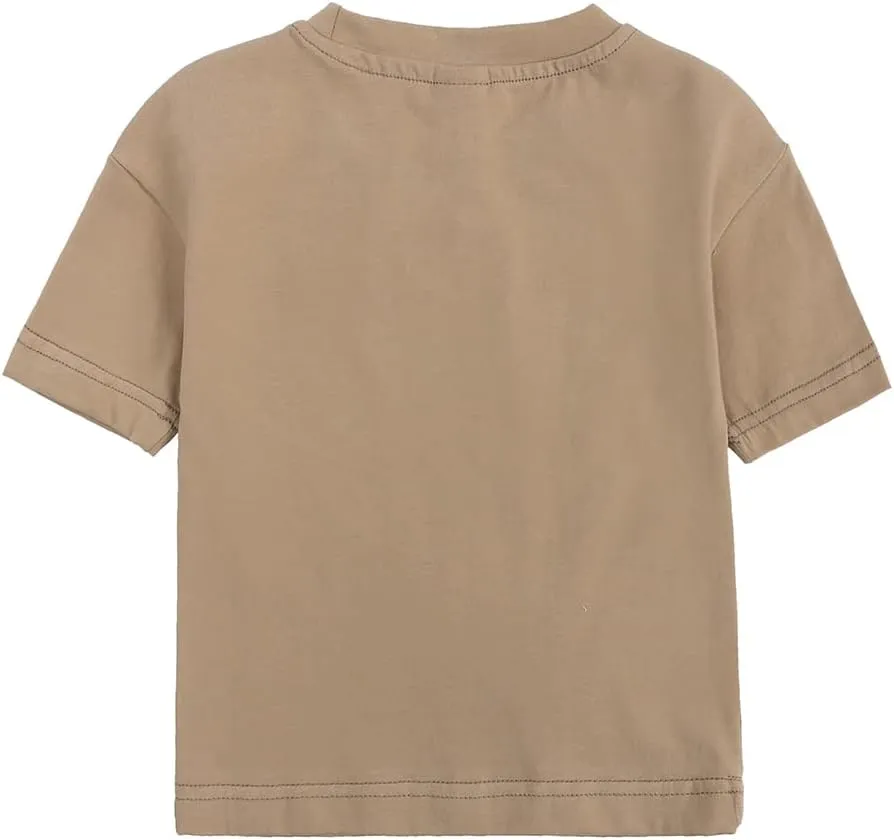 Baby Boys Girls Solid T-Shirts Crew Neck Short Sleeve Casual Tops Toddler Kids Summer Cotton Tees