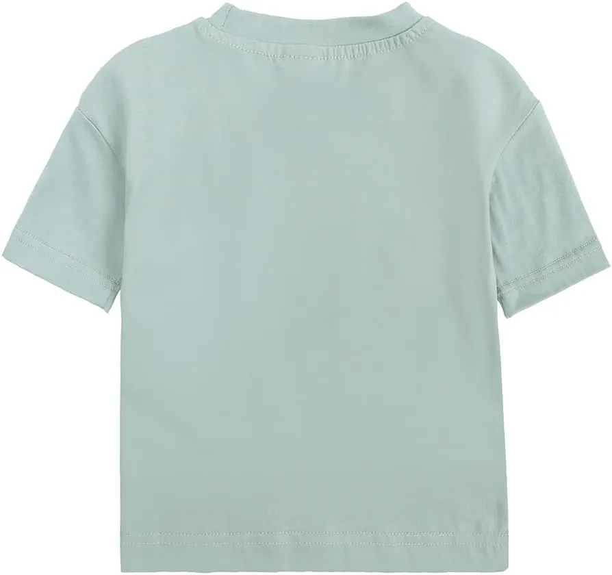 Baby Boys Girls Solid T-Shirts Crew Neck Short Sleeve Casual Tops Toddler Kids Summer Cotton Tees