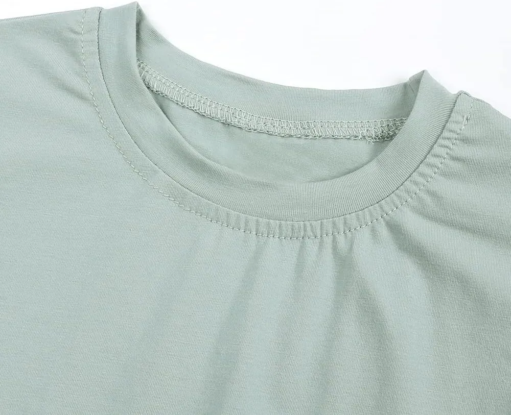 Baby Boys Girls Solid T-Shirts Crew Neck Short Sleeve Casual Tops Toddler Kids Summer Cotton Tees