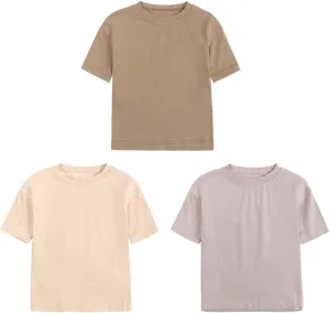Baby Boys Girls Solid T-Shirts Crew Neck Short Sleeve Casual Tops Toddler Kids Summer Cotton Tees
