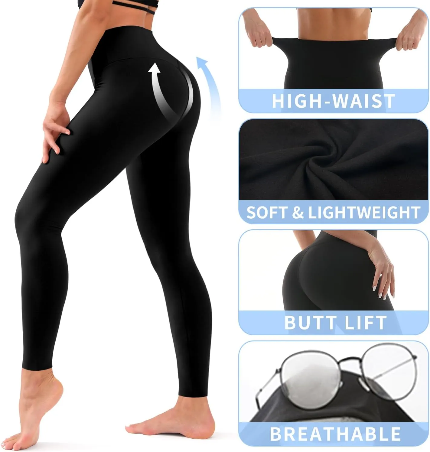 BLUEENJOY Leggings for Women - High Waisted Full Length Buttery Soft Yoga Pants for Workout Athletic Daily