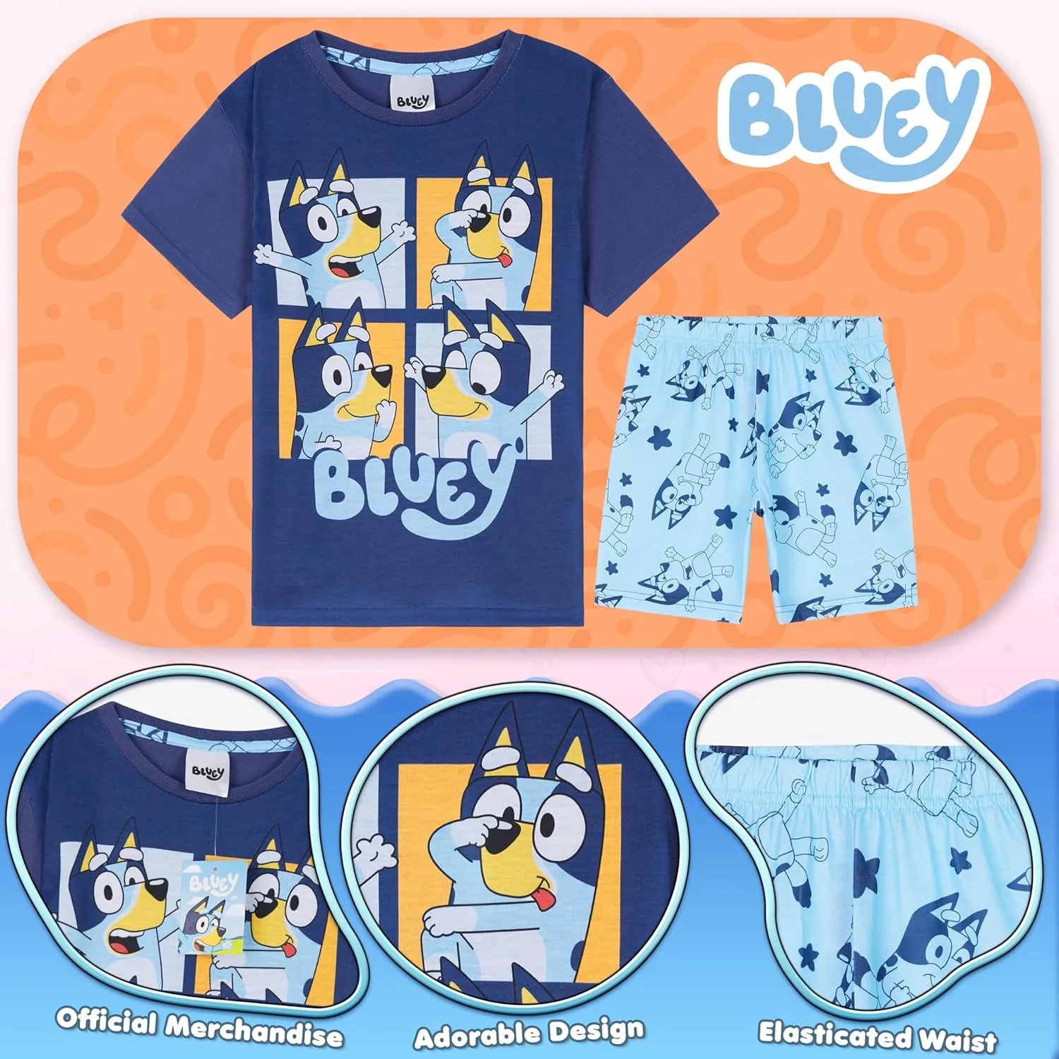 Bluey Short Pajama Set for Girls, Soft Breathable Loungewear - Gifts for Girls