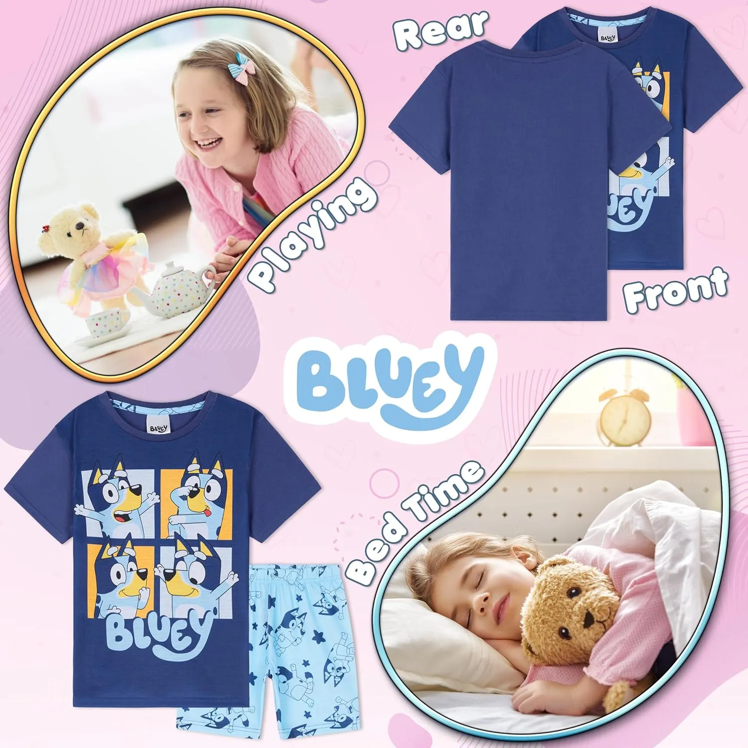Bluey Short Pajama Set for Girls, Soft Breathable Loungewear - Gifts for Girls