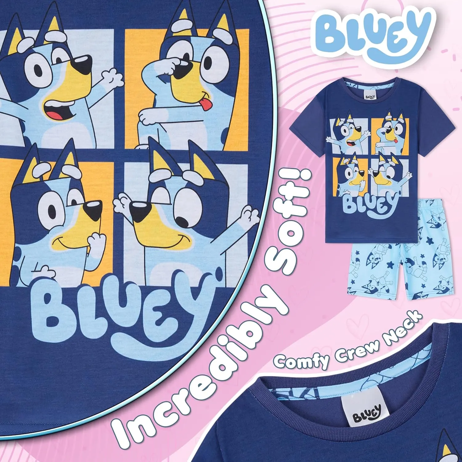 Bluey Short Pajama Set for Girls, Soft Breathable Loungewear - Gifts for Girls