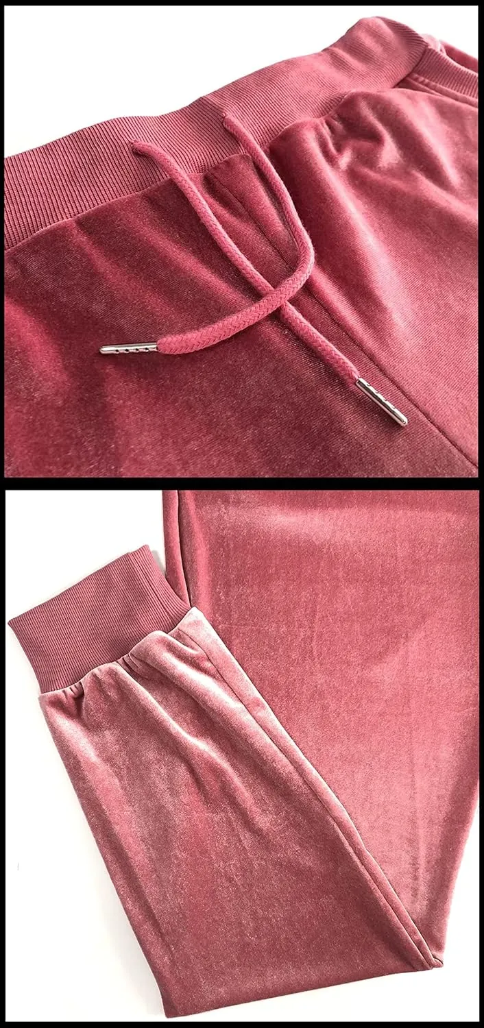 BOGURST Velour Tracksuit Set Womens Sweatshirt Full Zip Hoodie Sweatsuit and Casual Jogger with Pockets