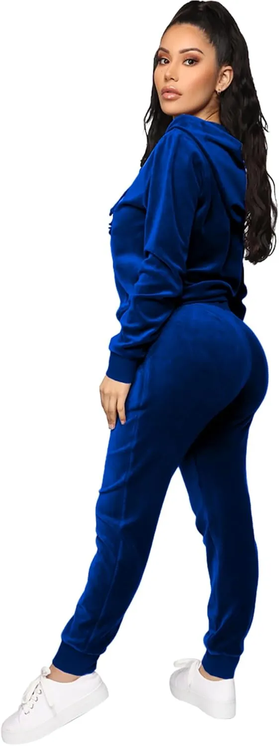 BOGURST Velour Tracksuit Set Womens Sweatshirt Full Zip Hoodie Sweatsuit and Casual Jogger with Pockets