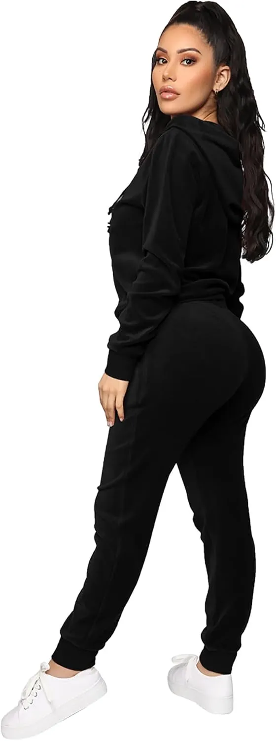 BOGURST Velour Tracksuit Set Womens Sweatshirt Full Zip Hoodie Sweatsuit and Casual Jogger with Pockets