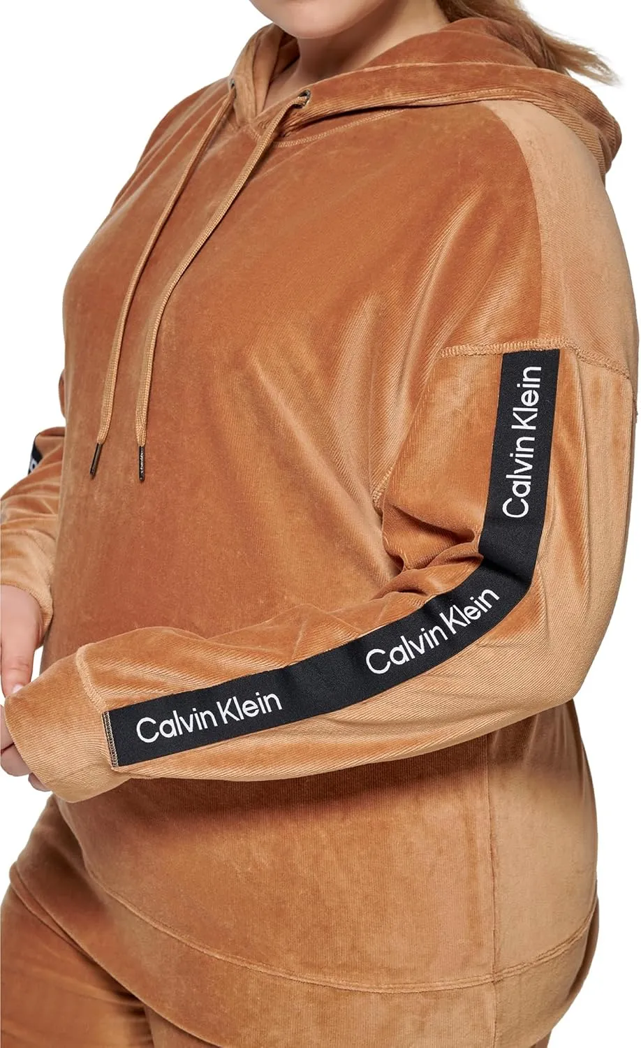 Calvin Klein Performance Women's Logo Tape Micro Rib Velour Pullover