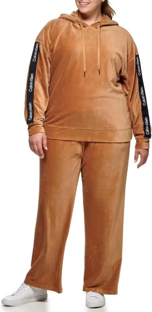 Calvin Klein Performance Women's Logo Tape Micro Rib Velour Pullover