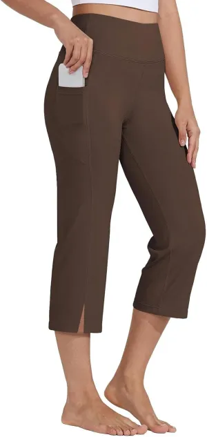Capri Yoga Pants for Women Dressy Casual Soft High Waisted Tummy Control Wide Leggings Workout with Pockets