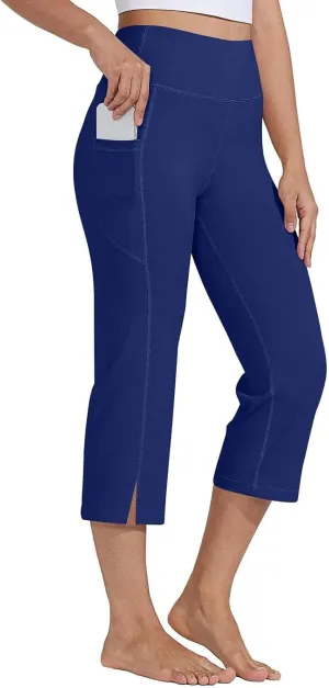 Capri Yoga Pants for Women Dressy Casual Soft High Waisted Tummy Control Wide Leggings Workout with Pockets