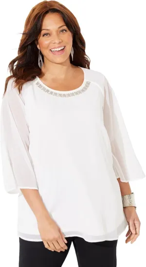 Catherines Women's Plus Size Petite Dazzling Blouse