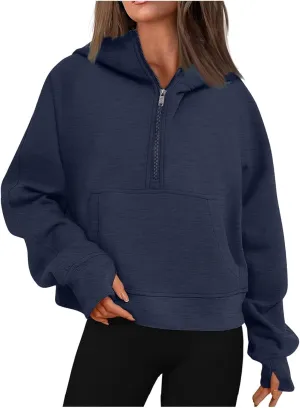 ChicCrate Half Zip Sweatshirt Women Quarter Zip Zip up Hoodie Jackets Winter Clothes Pullover 2025 Cowgirl Shirt
