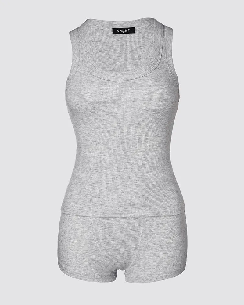 CHICME Womens Pajama Sets Casual Sleeveless Tank Top and Shorts Ribbed Knit 2 Piece Lounge Set