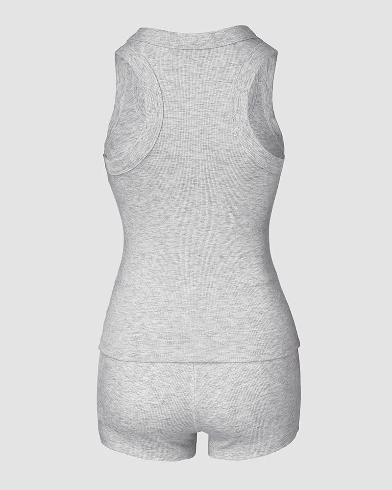CHICME Womens Pajama Sets Casual Sleeveless Tank Top and Shorts Ribbed Knit 2 Piece Lounge Set