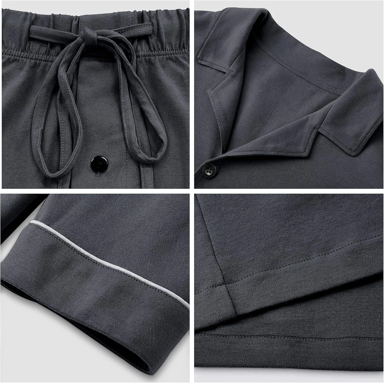 COLORFULLEAF Men's 100% Cotton Short Sleeve Pajama Sets Button Down Notched Collar Sleepwear Soft Lounge Pjs with Pockets