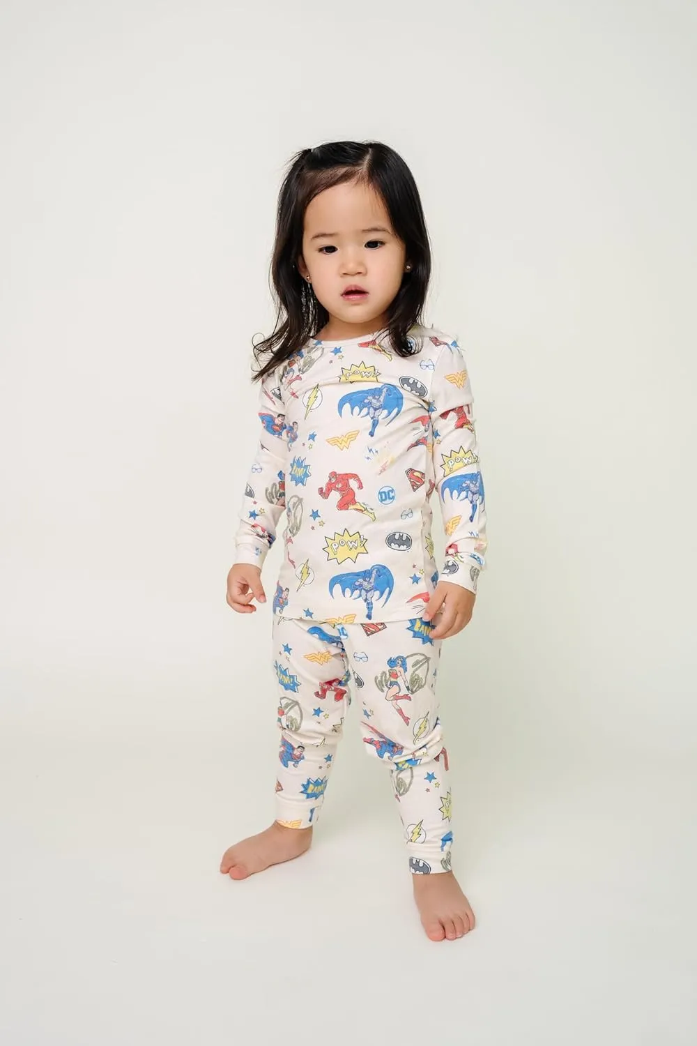 Copper Pearl Two Piece Long Sleeve Toddler Pajamas PJ Sets for Boys and Girls - Adorable Pattern Pajamas, Breathable Fabric to Keep Cool While Sleeping, Sizes 12 Months to 5T - Justice League™