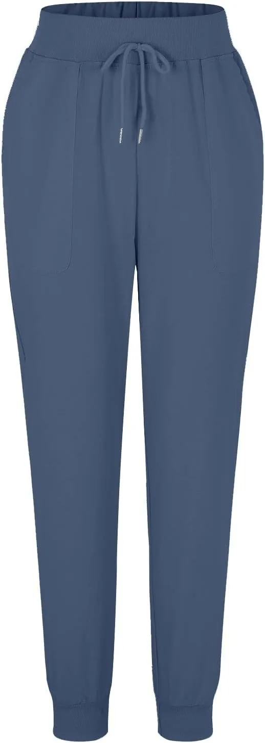 Cotton Linen Tapered Pants Womens Jogger Casual Drawstring Back Elastic Waist Pants Casual Trousers with Pockets