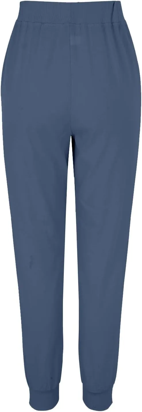 Cotton Linen Tapered Pants Womens Jogger Casual Drawstring Back Elastic Waist Pants Casual Trousers with Pockets