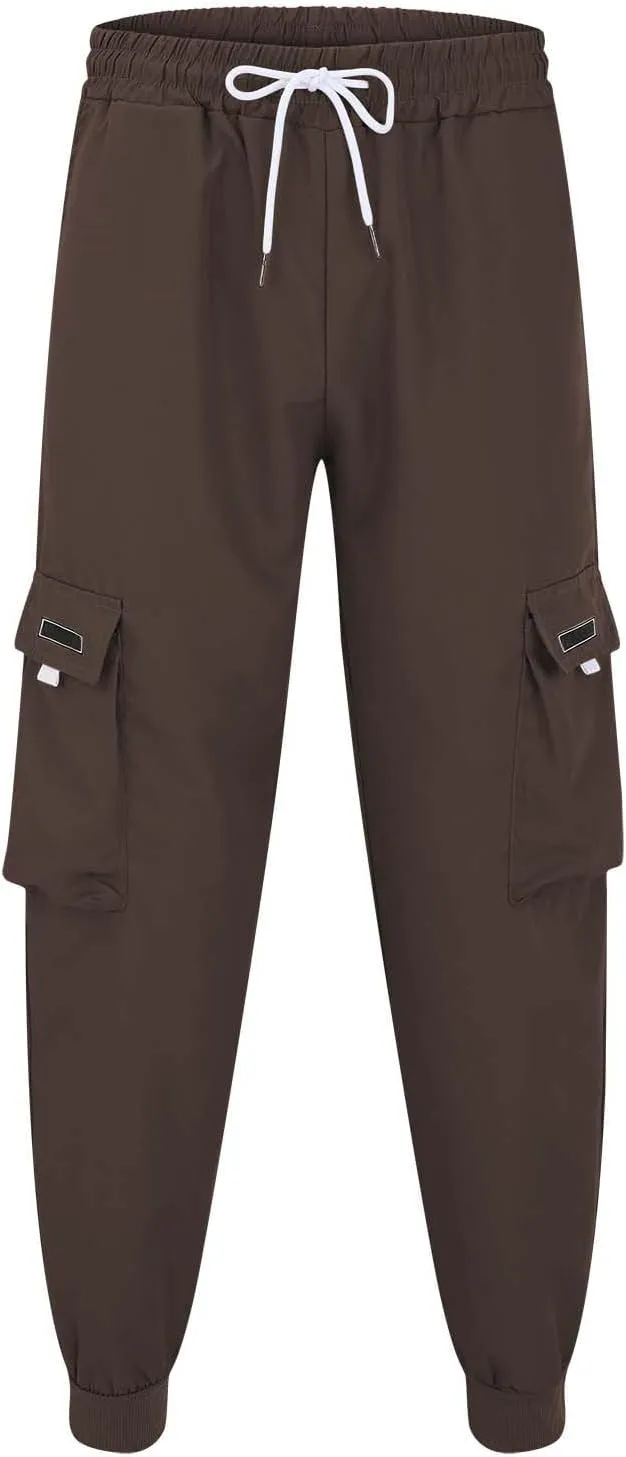 CRNTCEM Mens Baggy Hip Hop Cargo Pants Lightweight Streetwear Grunge Harem Joggers Trousers Trendy Casual Y2K Parachute Pants