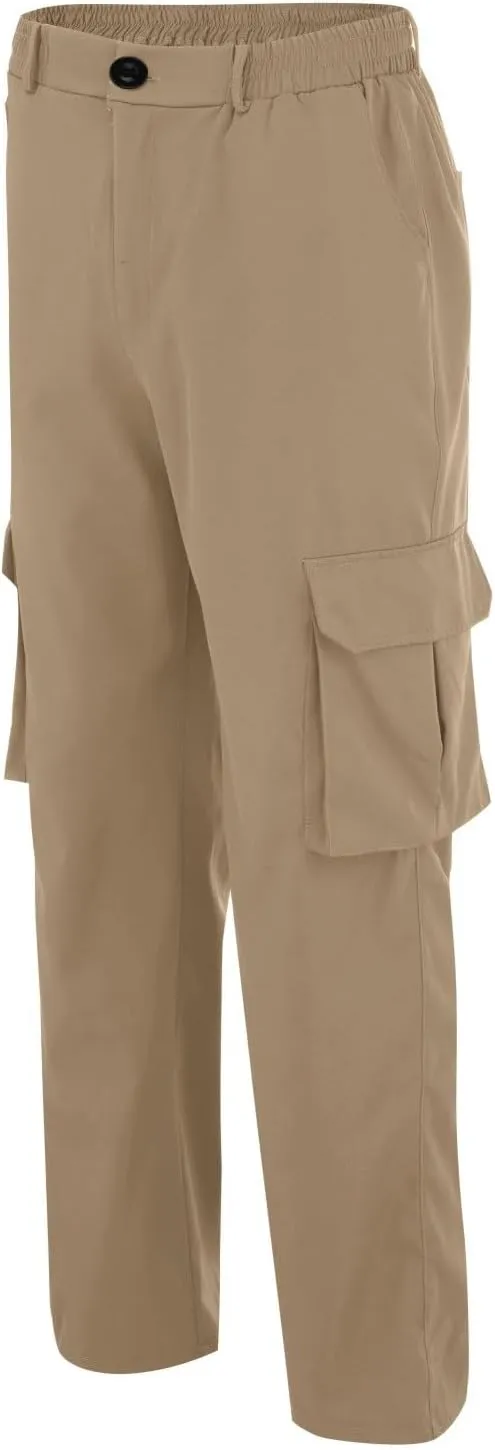CRNTCEM Mens Casual Straight Cargo Pants Lightweight Elastic Waisted Workout Work Sweatpants Cozy Military Tactical Trousers