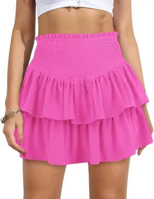 Cute Mini Lace Skirts for Women Pleated Skirt Layered Lace Trim Half Slips A-Line Puffy Flowy Party Skirt