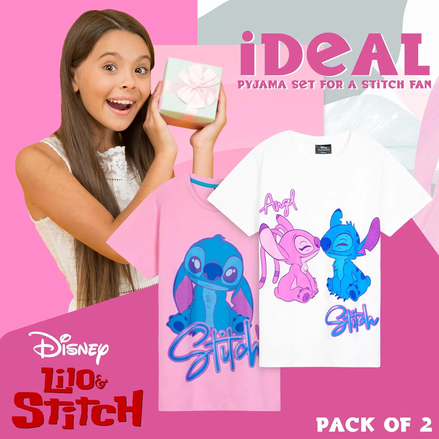 Disney Stitch Girls Short Pajama Sets, Cozy Breathable Loungewear - Stitch Gifts